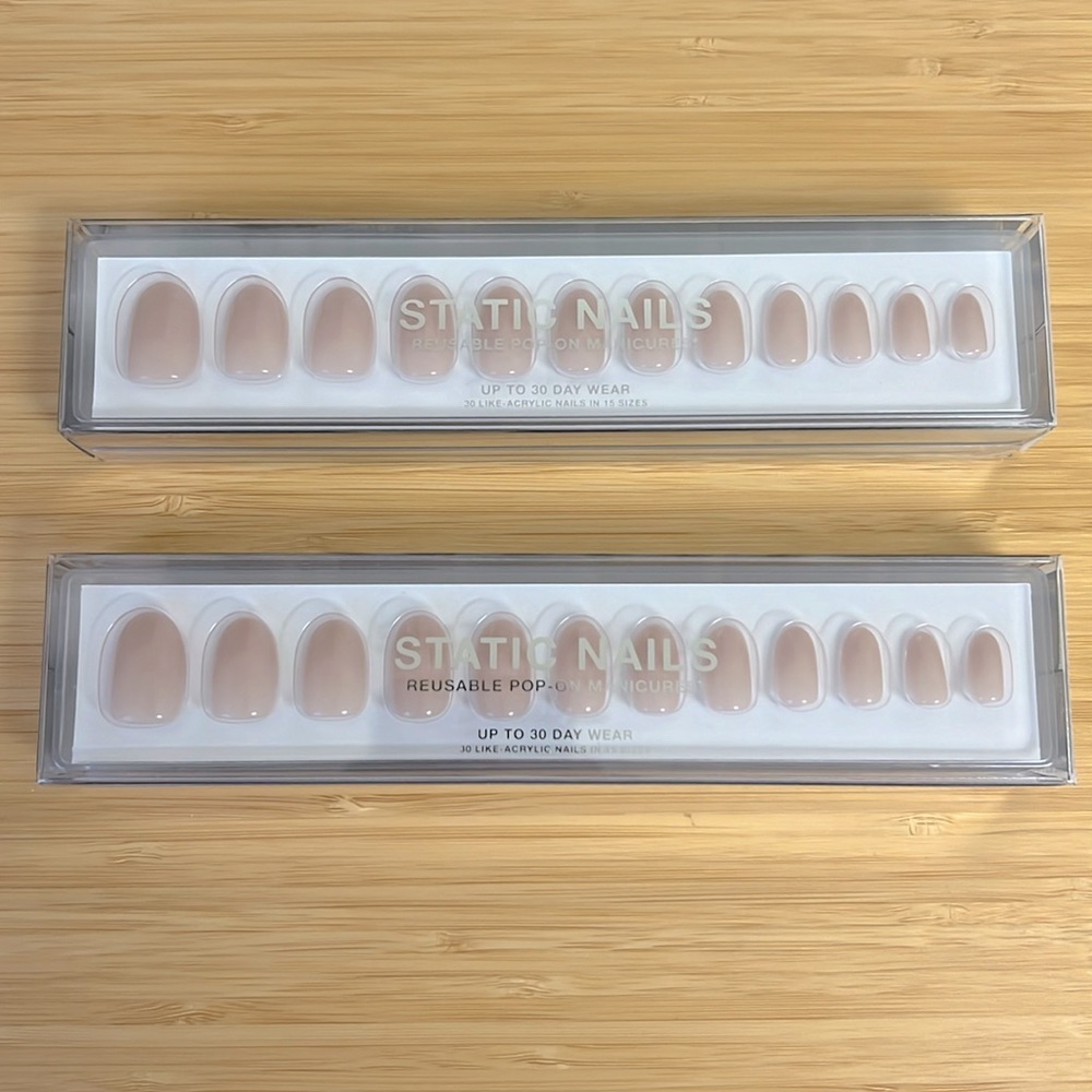 NWT Set of 2 Static Nails “Barely There” Round Reusable Pop-On Manicures